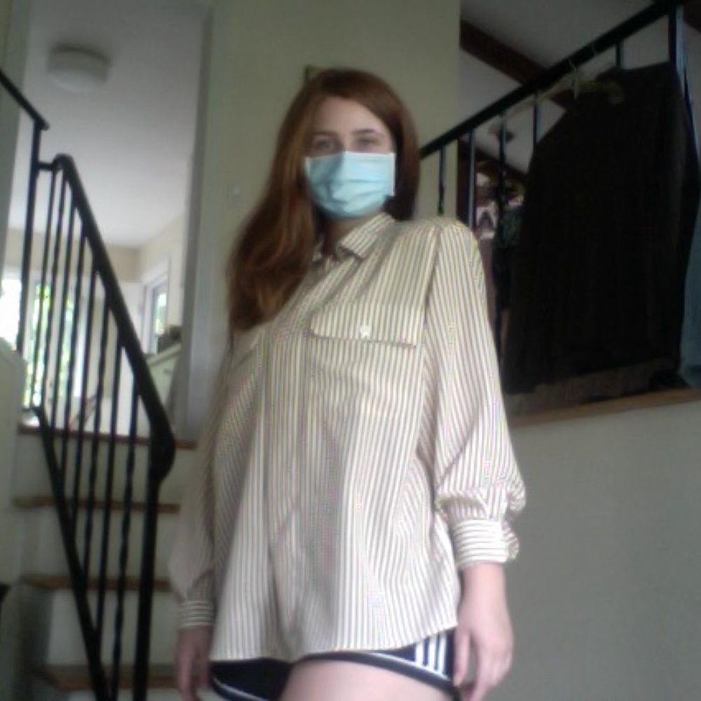 Vintage striped bouse with shoulder pads